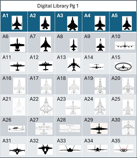 Digital military aircraft jpg files for laser engraving