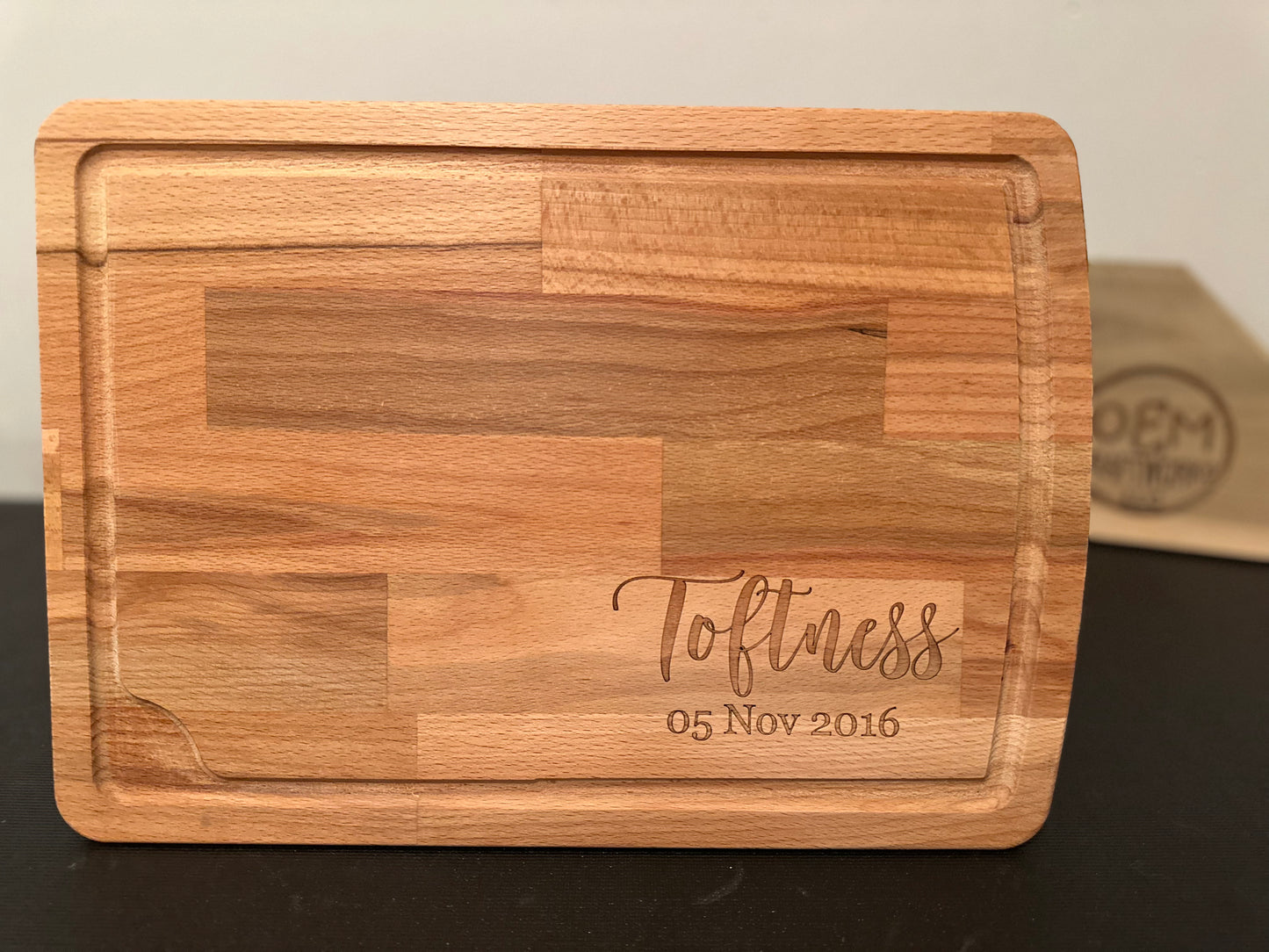 Customized/engraved (15in x 10.75in) beech hardwood cutting board