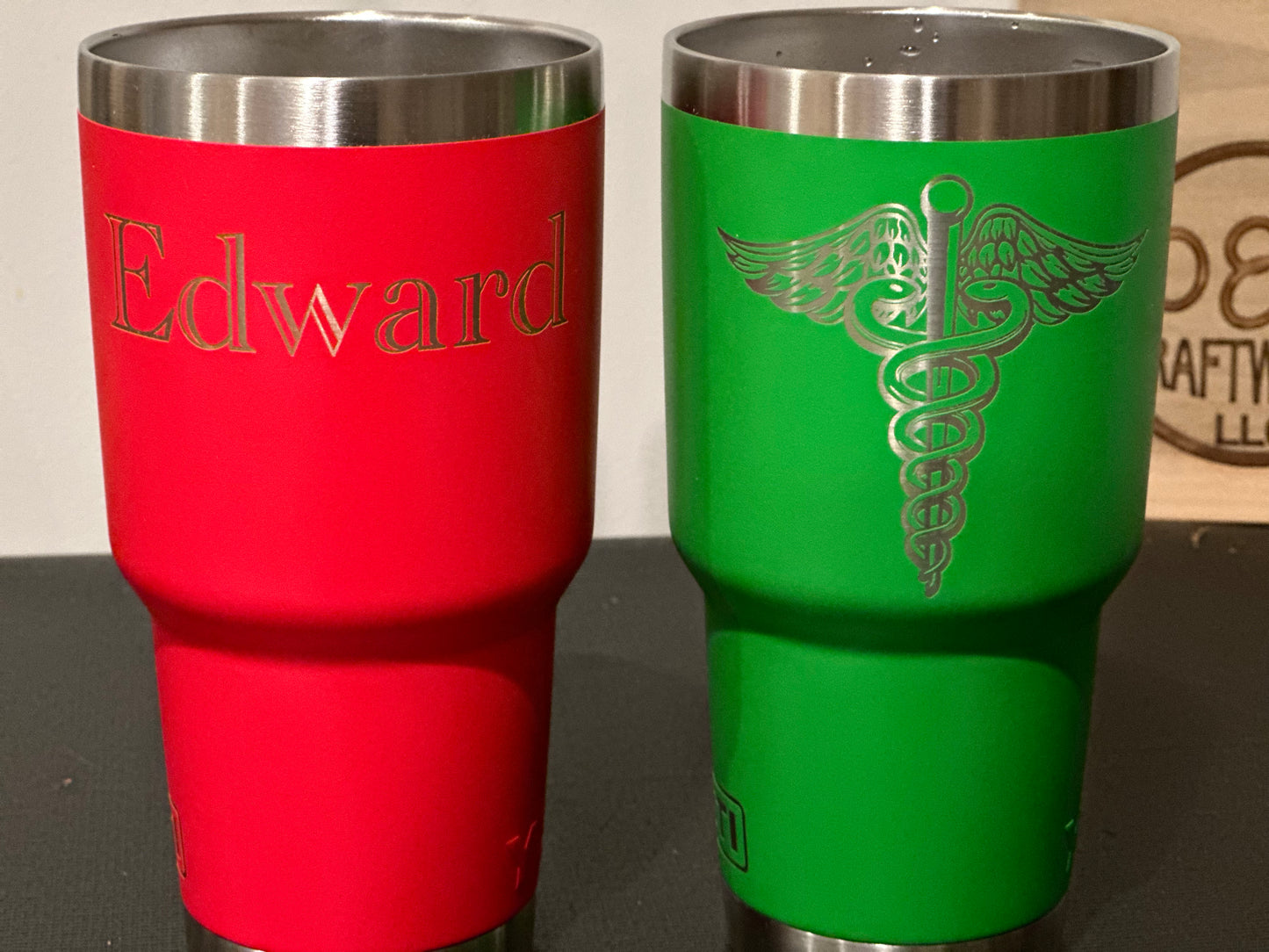 Personalized/customized laser engraving on tumblers & glassware