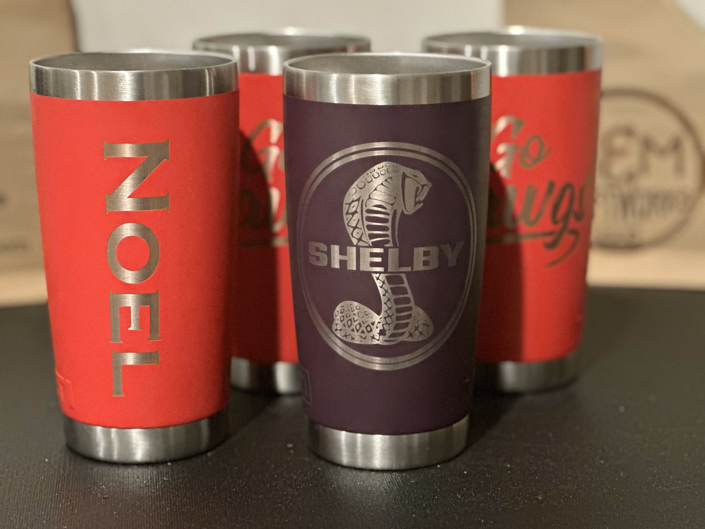 Personalized/customized laser engraving on tumblers & glassware